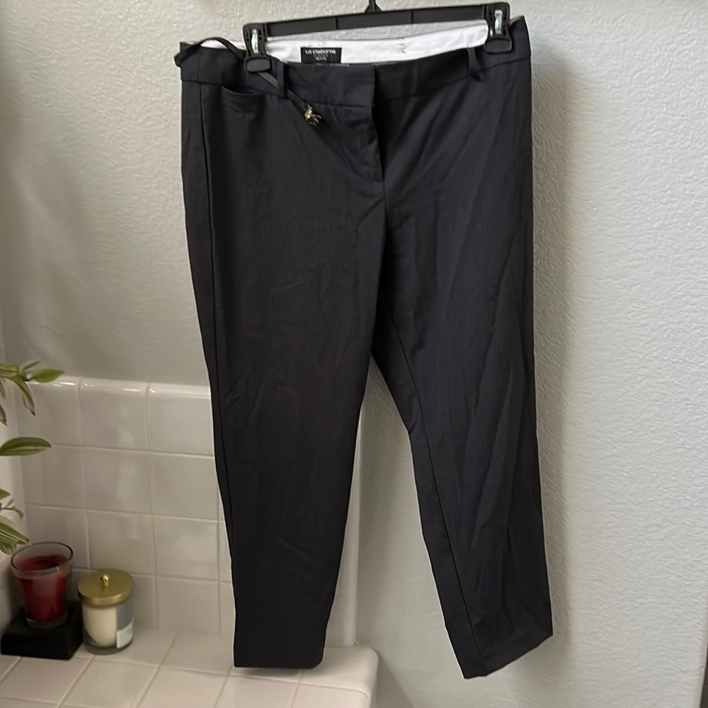 Liz Claiborne Navy Classic Fit Petite Emma Ankle Pants w/ Belt